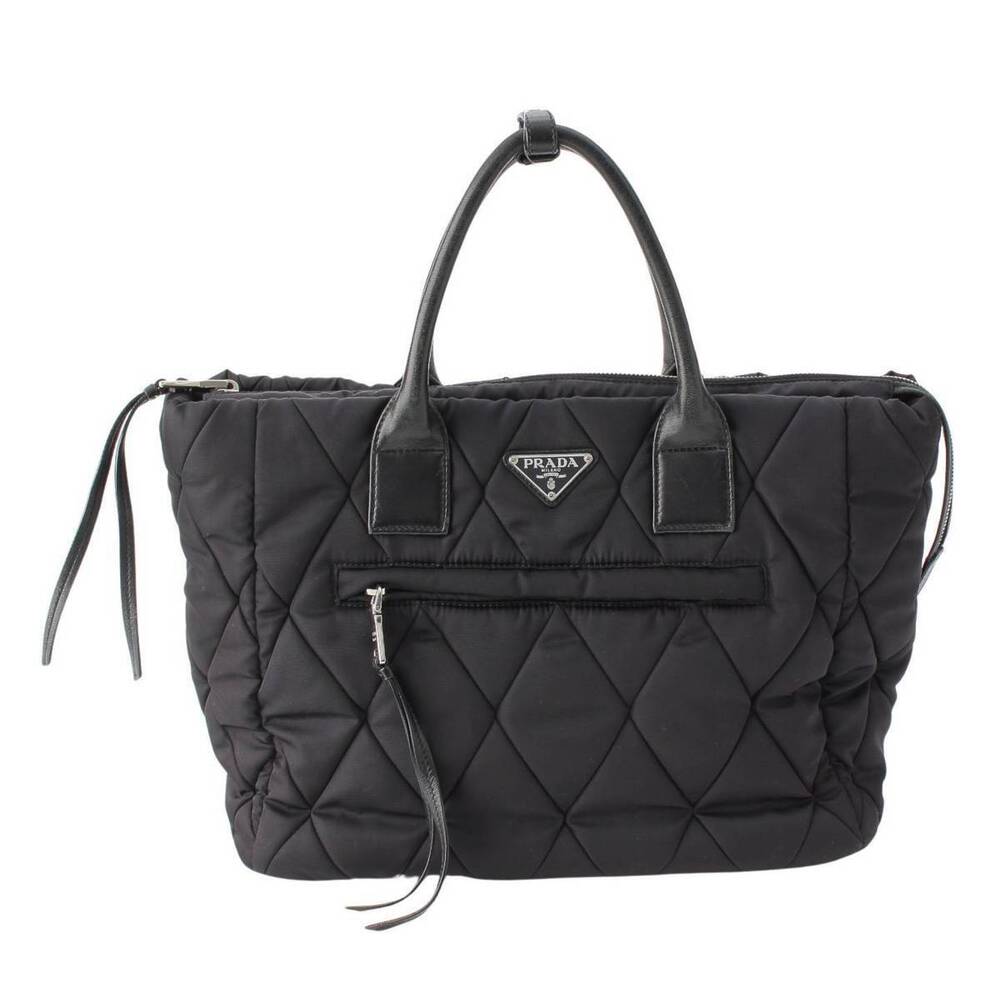 Prada Tessuto Bomber Triangle Logo Handbag Black